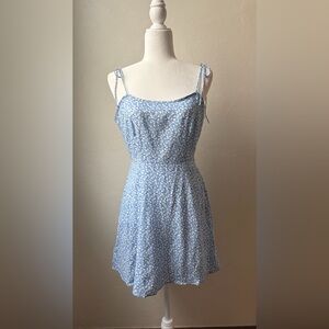 C+D+M Blue Floral Tie Strap Mini Dress NWT Cottagecore Size Small